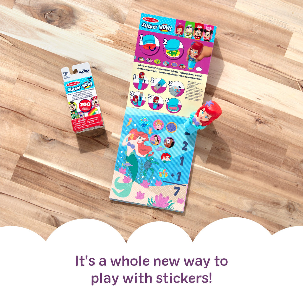 Sticker WOW!™ Disney Ariel Bundle: Activity Pad & Sticker Stamper + Mini Activity Pad and 200 Refill Stickers