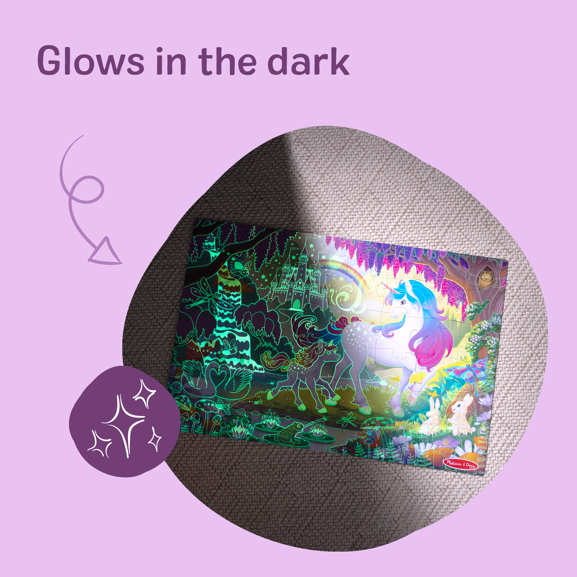Glow-in-the-Dark Unicorn Floor Puzzle - 48 Pieces