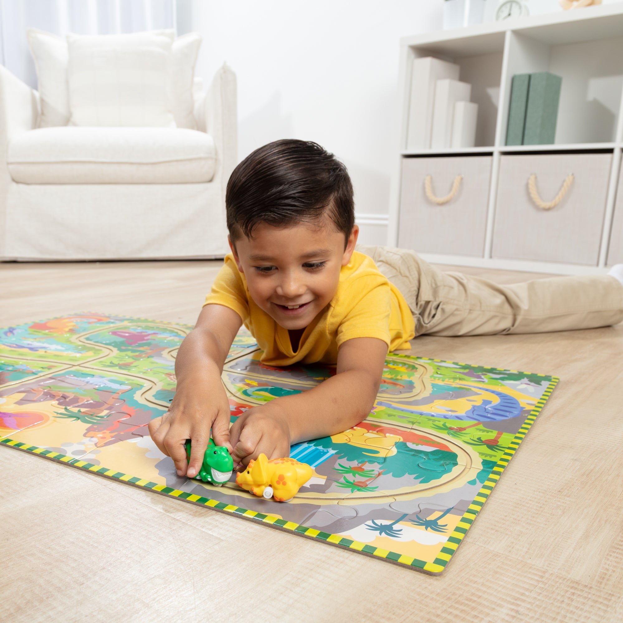 Dinosaur Adventure Tracks Floor Puzzle – 48 Pieces + 2 Wind-Up Dinosaurs