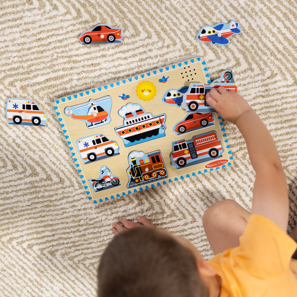 Wooden Sound Puzzle 2-Pack – Farm Animals, Vehicles