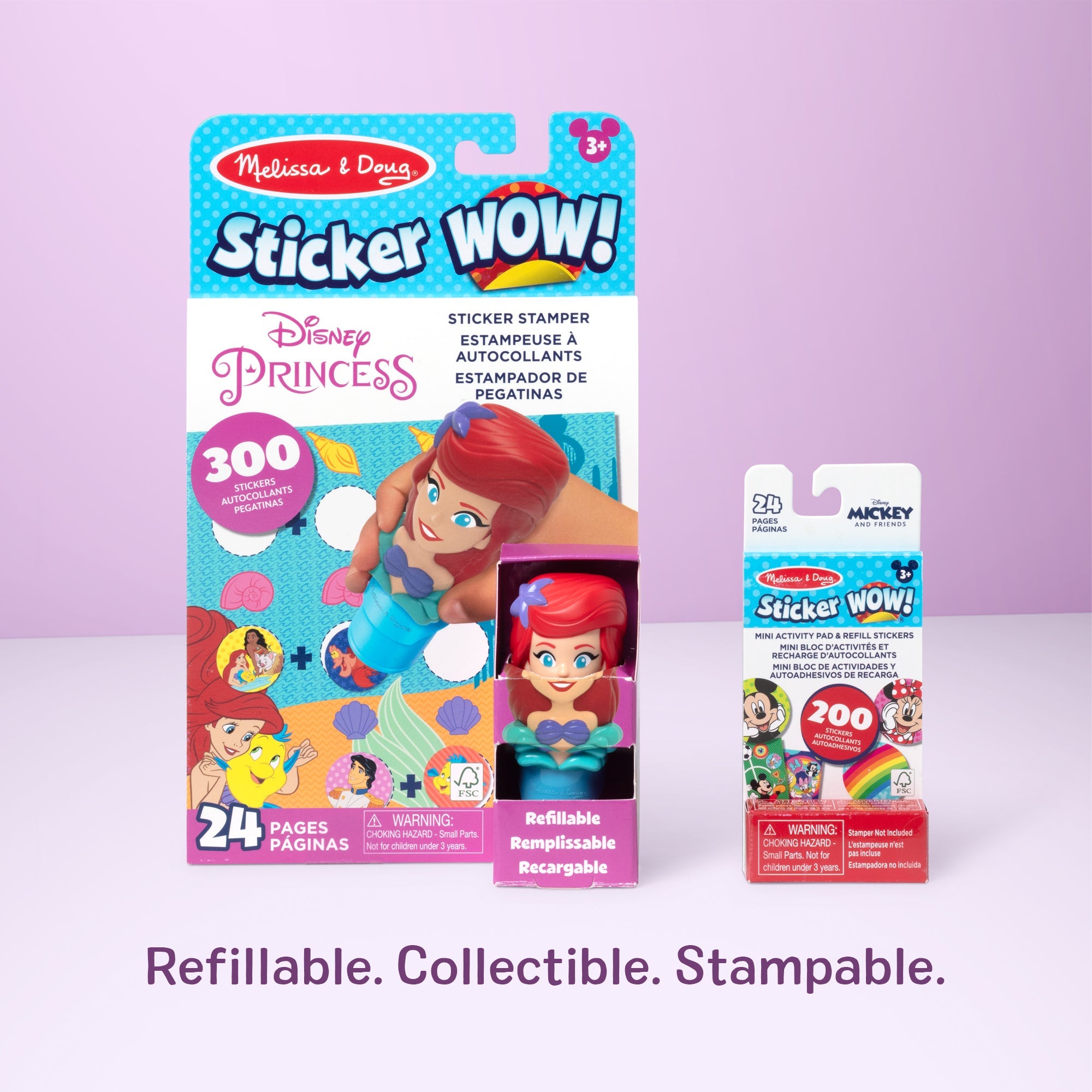 Sticker WOW!™ Disney Ariel Bundle: Activity Pad & Sticker Stamper + Mini Activity Pad and 200 Refill Stickers