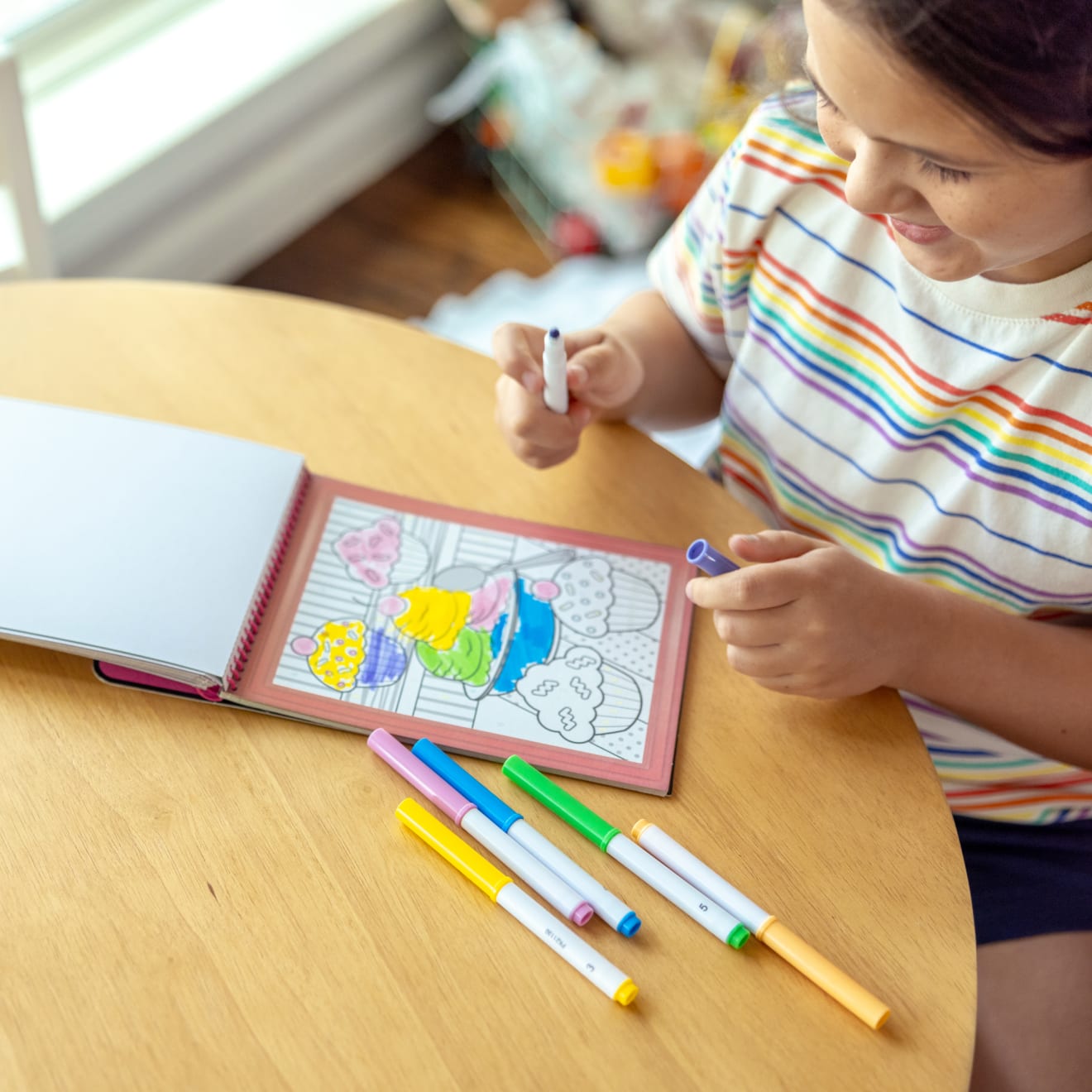 On the Go Color by Numbers Kids' Design Boards With 6 Markers - Unicorns, Ballet, Kittens, and More