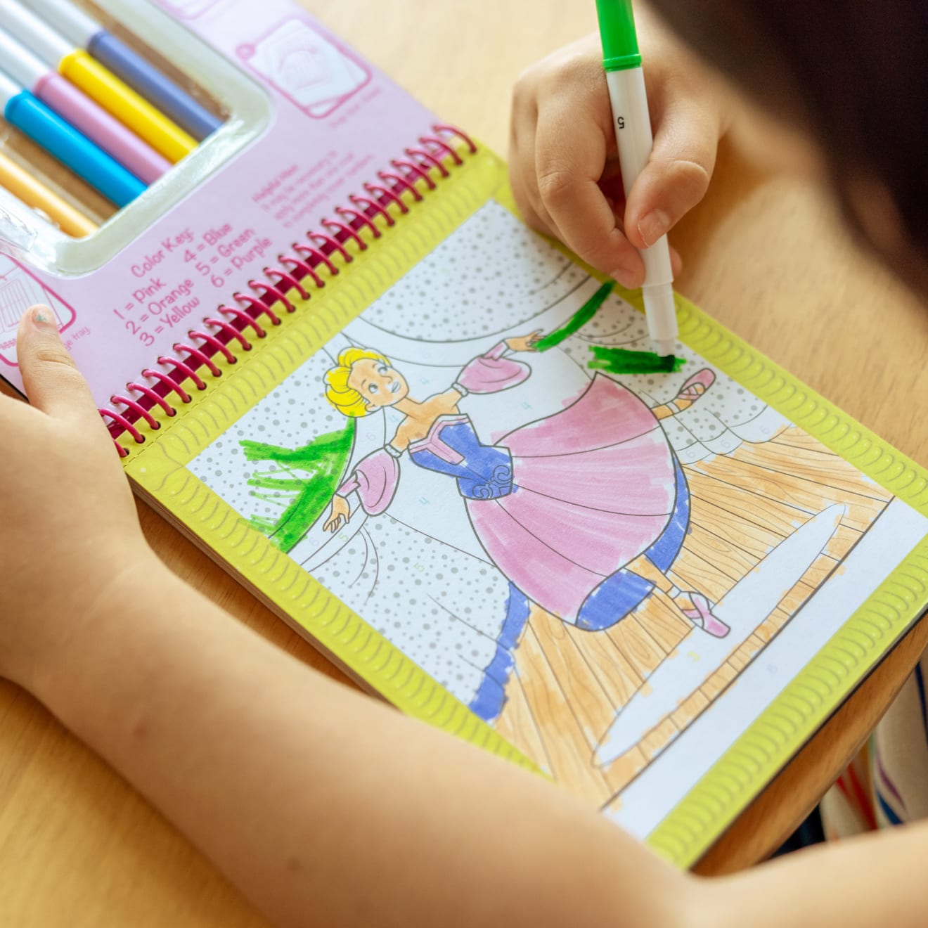 On the Go Color by Numbers Kids' Design Boards With 6 Markers - Unicorns, Ballet, Kittens, and More