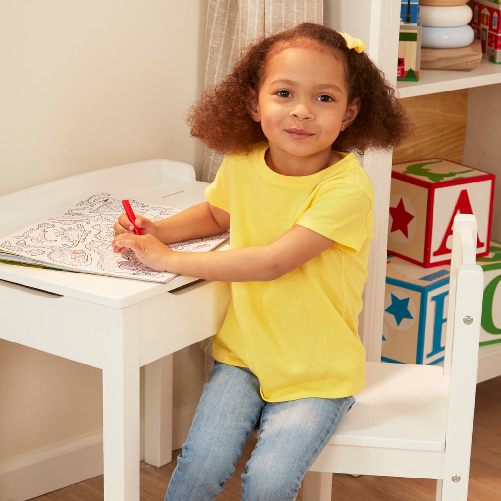 Child's Lift-Top Desk & Chair - White
