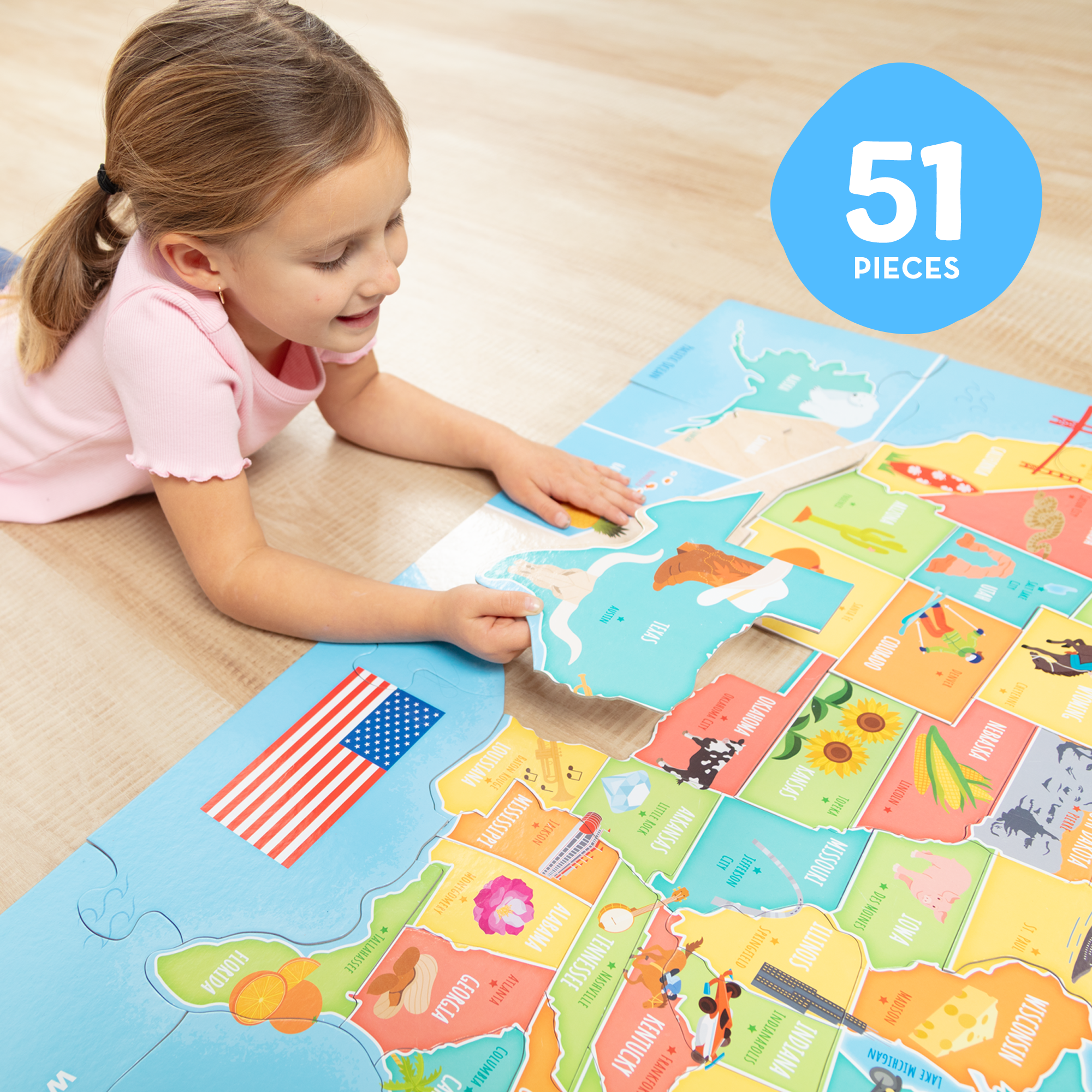 Map Floor Puzzle - 51 Pieces