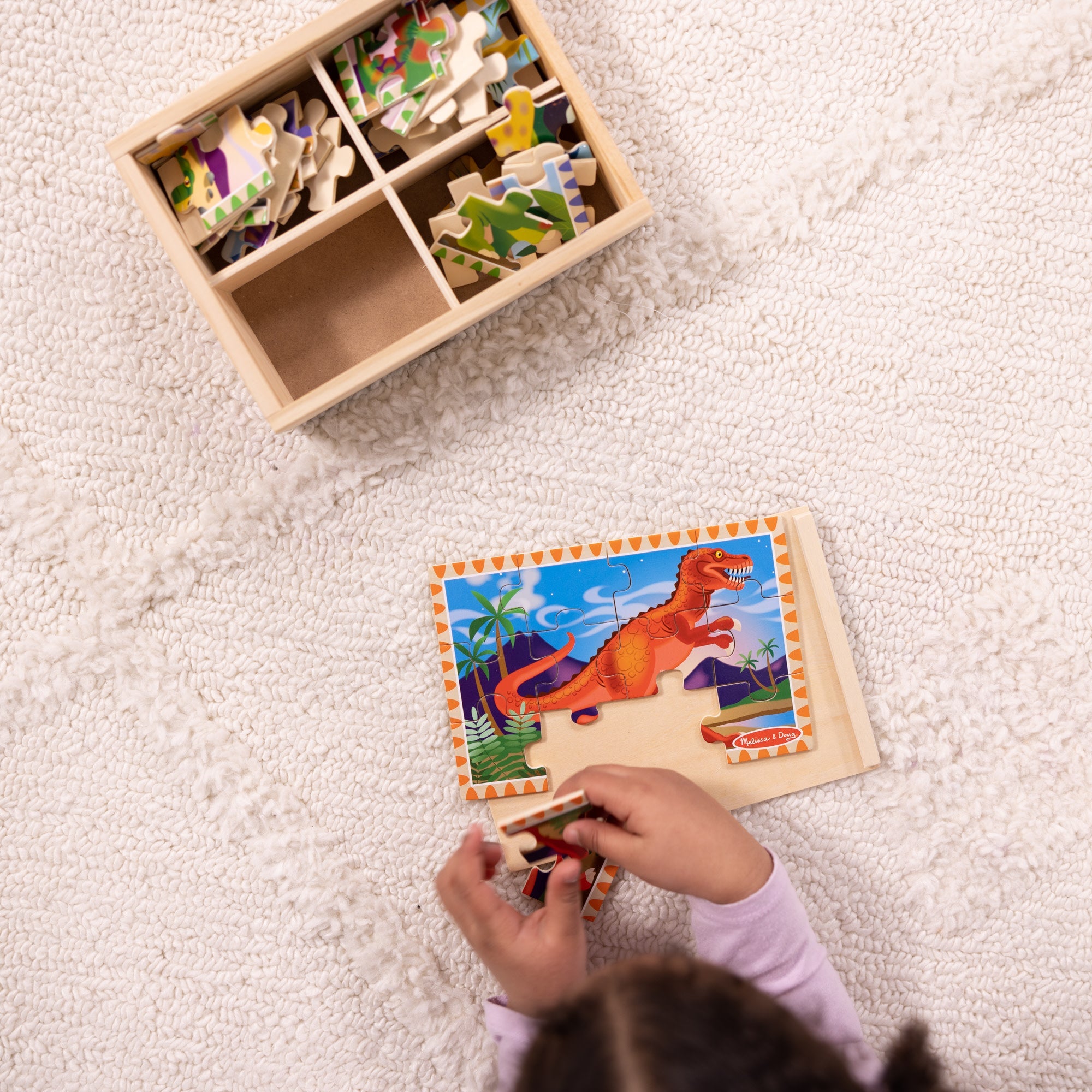Wooden Jigsaw Puzzles in a Box - Dinosaurs