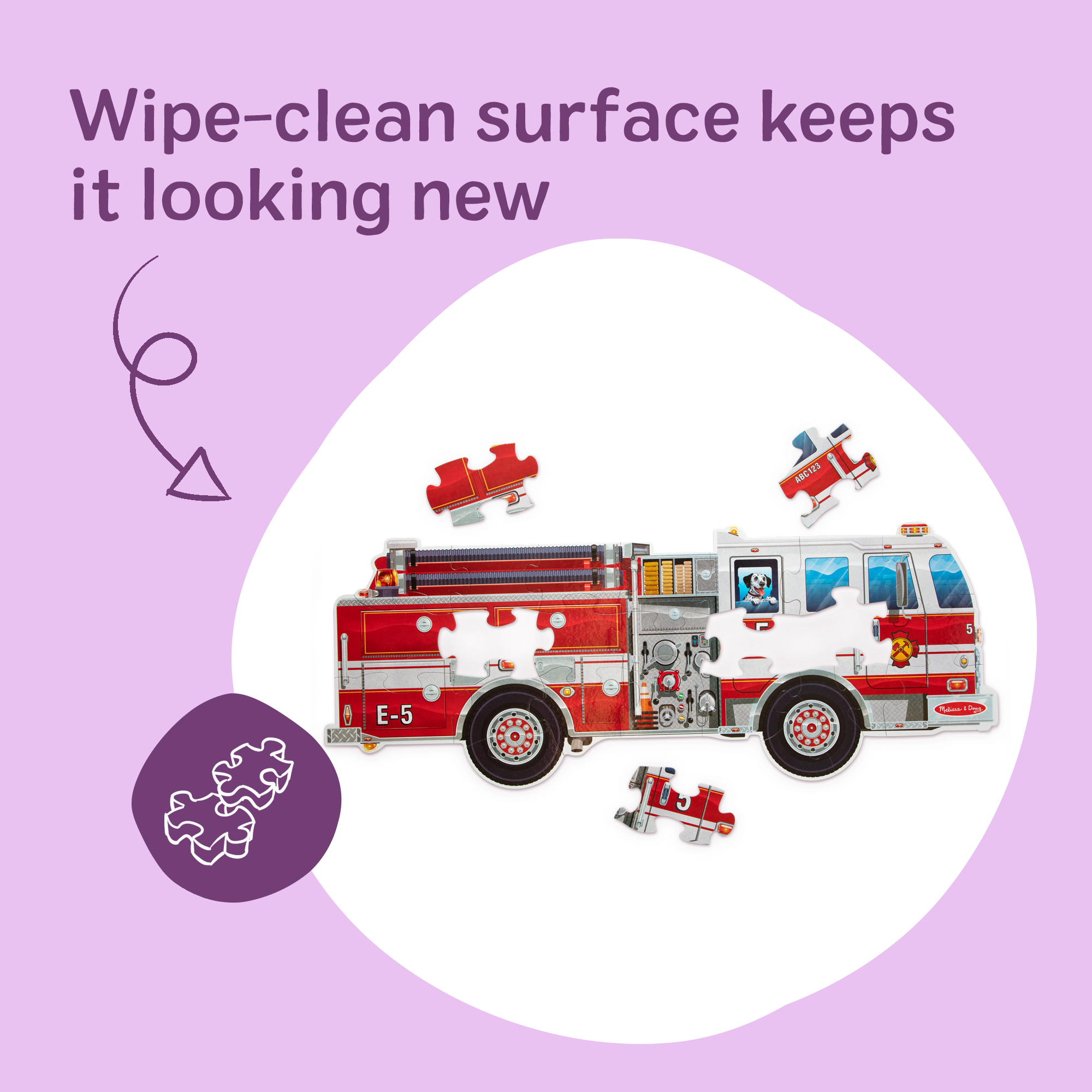 Giant Fire Truck Floor Puzzle - 24 Pieces