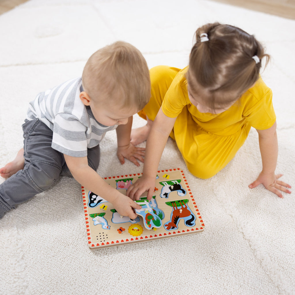 Wooden Sound Puzzle 2-Pack – Farm Animals, Vehicles